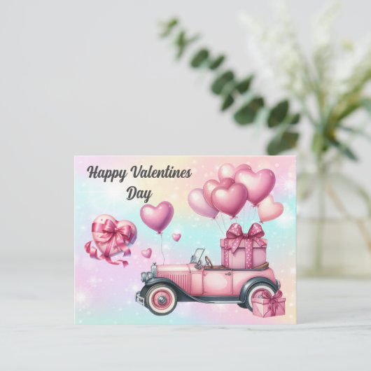 Schattige Roze Hart Valentijnse Briefkaart (Staand voorkant)