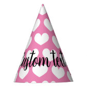 Schattige roze hart Verjaardagsfeestje papier kege Feesthoedjes (Voorkant)