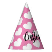 Schattige roze hart Verjaardagsfeestje papier kege Feesthoedjes (Links)