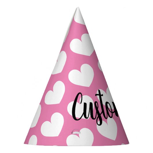 Schattige roze hart Verjaardagsfeestje papier kege Feesthoedjes (Links)