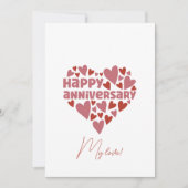 Schattige roze hart vorm romantisch blij Jubileum Feestdagenkaart (Voorkant)