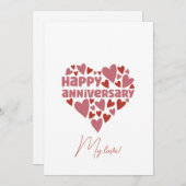 Schattige roze hart vorm romantisch blij Jubileum Feestdagenkaart (Voorkant / Achterkant)