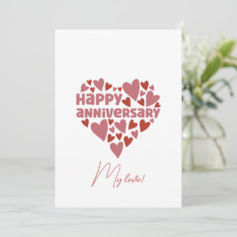 Schattige roze hart vorm romantisch blij Jubileum Feestdagenkaart