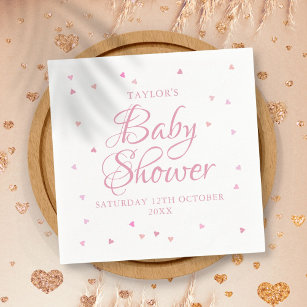 Schattige  roze harten Baby shower Servet