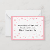 Schattige Roze Harten en Macaron Mini Valentijnsda Notitiekaartje (Achterkant)