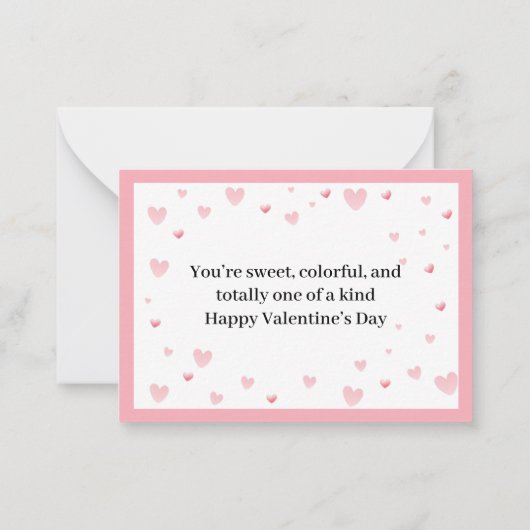 Schattige Roze Harten en Macaron Mini Valentijnsda Notitiekaartje (Achterkant)