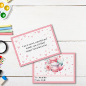 Schattige Roze Harten en Macaron Mini Valentijnsda Notitiekaartje