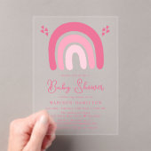 Schattige roze harten en regenbogen Baby shower Acryl Uitnodigingen (Insitu (Draagbaar))