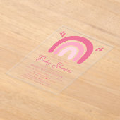 Schattige roze harten en regenbogen Baby shower Acryl Uitnodigingen (Laagn)