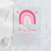 Schattige roze harten en regenbogen Baby shower Acryl Uitnodigingen