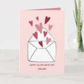 Schattige roze harten envelop Valentijnsdag Kaart (Voorkant)