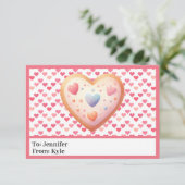 Schattige Roze Harten Foto Mini School Valentijn Kaart (Staand voorkant)
