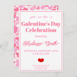 Schattige Roze Harten Galentine's Day Celebration Kaart