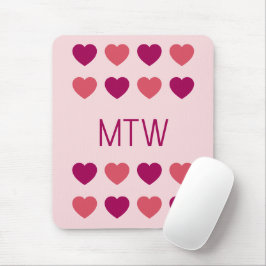 Schattige Roze Harten Initialen Monogram Muismat