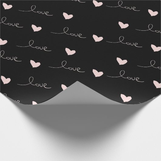 Schattige roze harten & liefde script Valentijnsda Cadeaupapier (Hoek)