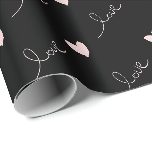 Schattige roze harten & liefde script Valentijnsda Cadeaupapier (Rol Hoek)