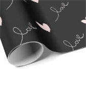 Schattige Roze Harten & Liefdes Script Valentijnsd Cadeaupapier (Rol Hoek)