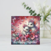 Schattige Roze Harten Muizen Galentines Beste Vrie Feestdagenkaart (Staand voorkant)