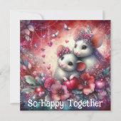 Schattige Roze Harten Muizen Galentines Beste Vrie Feestdagenkaart (Voorkant)