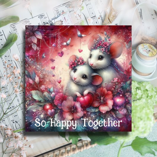 Schattige Roze Harten Muizen Galentines Beste Vrie Feestdagenkaart