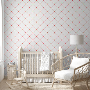 Schattige roze harten Trellis Pattern Behang