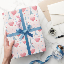 Schattige roze hartjes chique eiffeltoren parijs f cadeaupapier