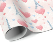 Schattige roze hartjes chique eiffeltoren parijs f cadeaupapier (Rol Hoek)