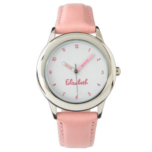 Schattige roze hartjes meisjes aangepaste naam mei horloge