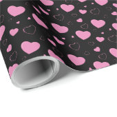 Schattige roze hartjes romantisch patroon cadeaupapier (Rol Hoek)