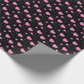 Schattige roze hartjes romantisch patroon cadeaupapier (Hoek)