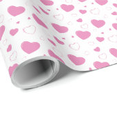 Schattige roze hartjes romantisch patroon cadeaupapier (Rol Hoek)