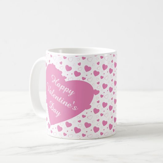Schattige roze hartjes romantisch patroon koffiemok (Voorkant links)