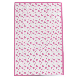 Schattige roze hartjes romantisch patroon medium cadeauzakje