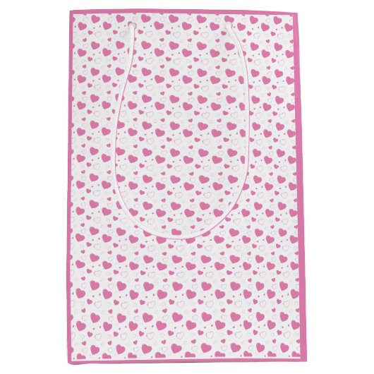 Schattige roze hartjes romantisch patroon medium cadeauzakje (Voorkant)