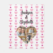 Schattige roze hartpatroon personaliseren met 6 fo fleece deken (Voorkant)