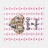 Schattige roze hartpatroon personaliseren met 6 fo fleece deken (Voorkant (Horizontaal))