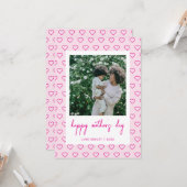 Schattige Roze Hartpatroon Trendy Foto Moederdag Kaart (Voorkant / Achterkant in situ)