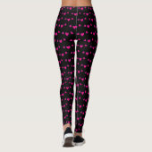 Schattige Roze Hartpatroon Zwart Leggings (Achterkant)