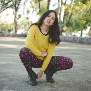 Schattige Roze Hartpatroon Zwart Leggings
