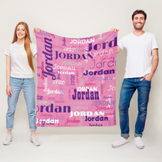 Schattige Roze Herhalende Naam Patroon Modern Fleece Deken