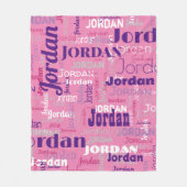 Schattige Roze Herhalende Naam Patroon Modern Fleece Deken (Voorkant)