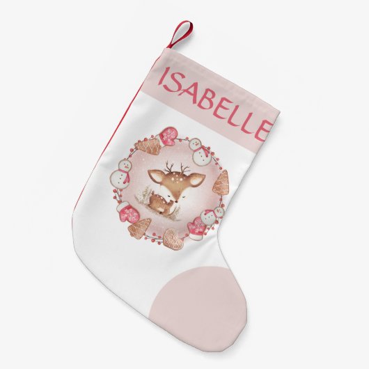 Schattige Roze Herten Kerstmis Meisje Kerstmis Kou Kleine Kerstsok (Voorkant (Hangend))