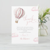 Schattige roze heteluchtballon Baby shower Bedankkaart (Staand voorkant)