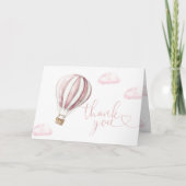 Schattige roze heteluchtballon Baby shower Bedankkaart (Voorkant)