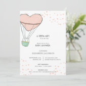 Schattige roze heteluchtballon Baby shower Kaart (Staand voorkant)