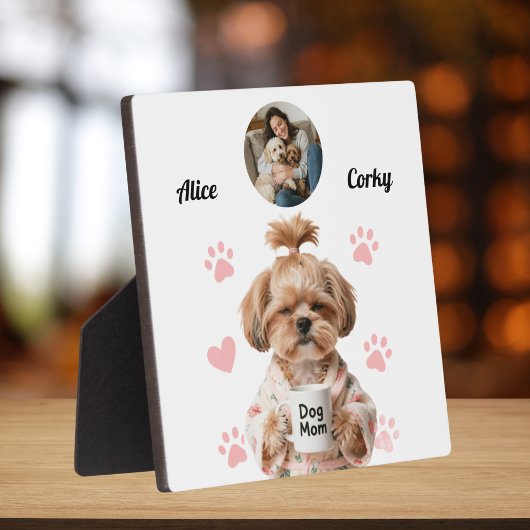 Schattige Roze Hond Moeder Foto Naam Fotoplaat