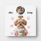 Schattige Roze Hond Moeder Foto Naam Fotoplaat (Voorkant)