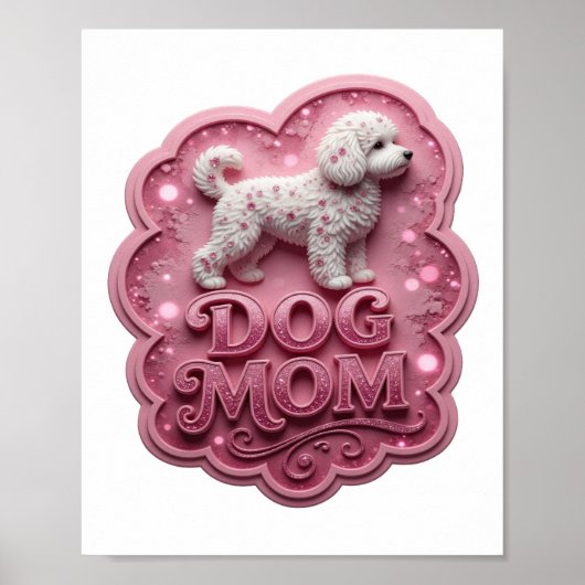 Schattige Roze HOND MOEDER Poster (Voorkant)