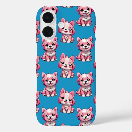 Schattige Roze Honden - Blauw Case-Mate iPhone Case (Achterkant)
