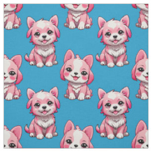 Schattige Roze Honden - Blauw Stof